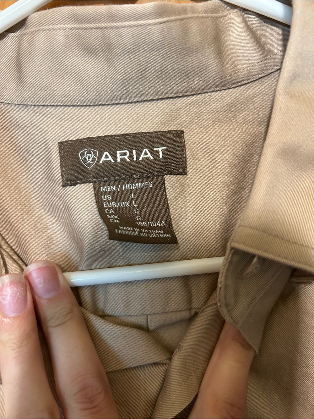Ariat Men's Light Beige Button-Down Work Shirt - Picture 4 of 8